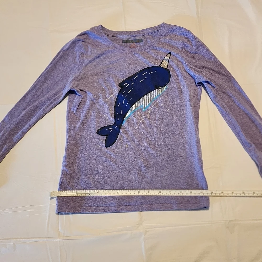 Cat & Jack Girls Narwhal Long Sleeve Shirt | Size 7/8 (M) | Purple Blue Graphic